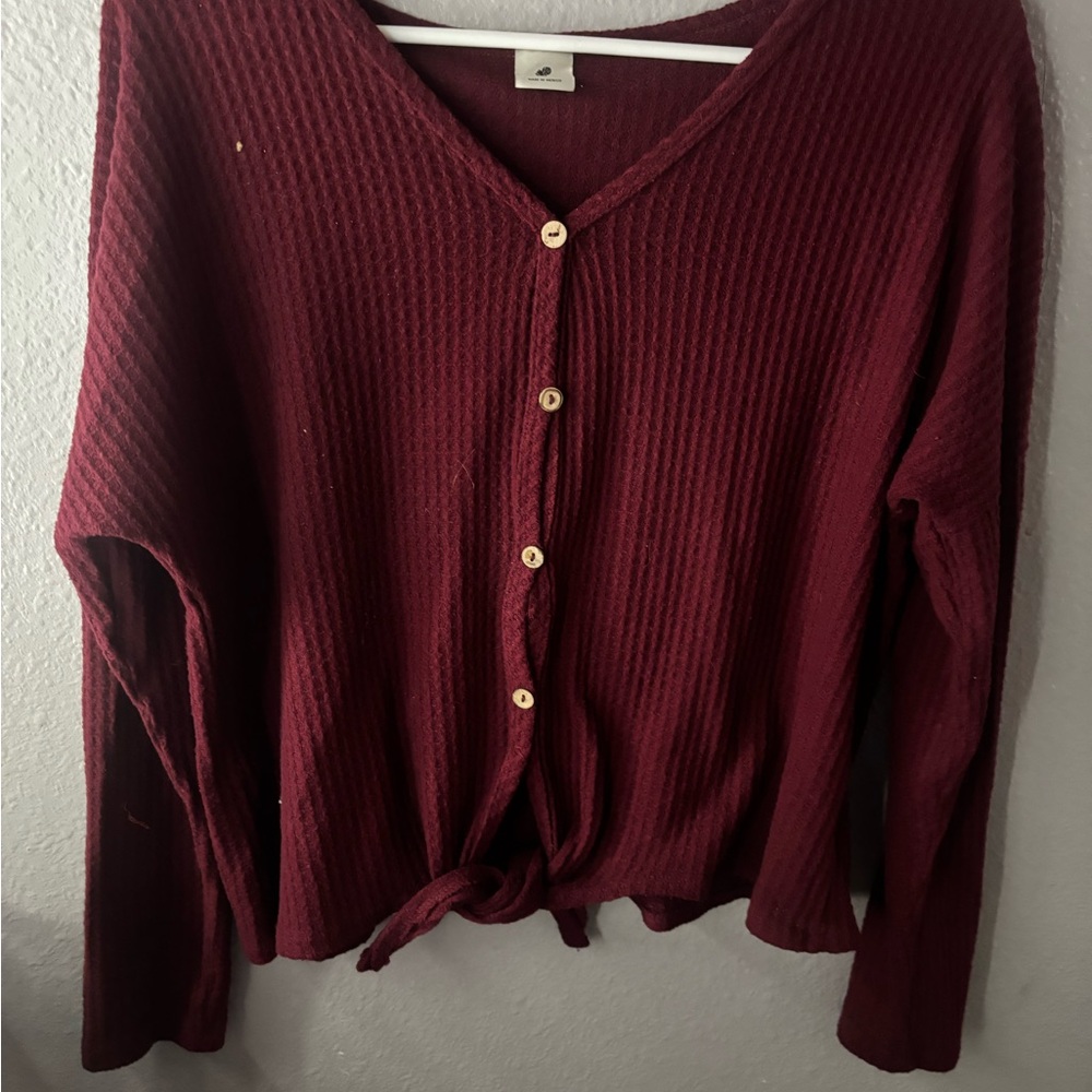 Women's Burgundy Button Down Shirt
